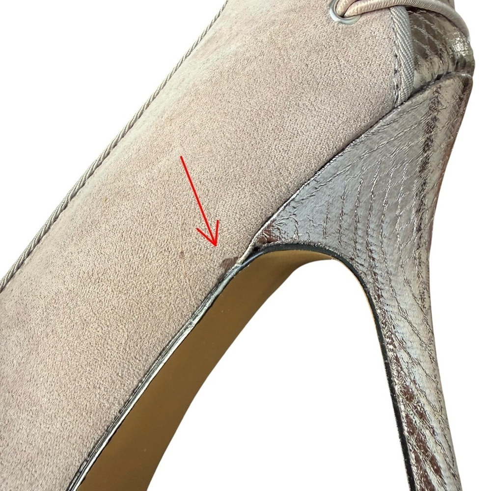New York and Company Taupe Suede Lace Back Cushioned Pumps High Heels Womens 9 - Picture 12 of 16